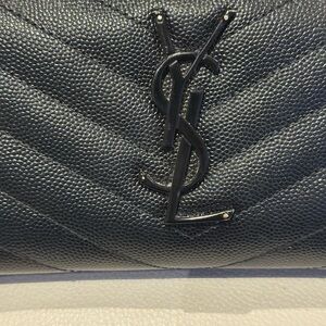 YSL Cassandre Matelassé Continental Wallet Noir